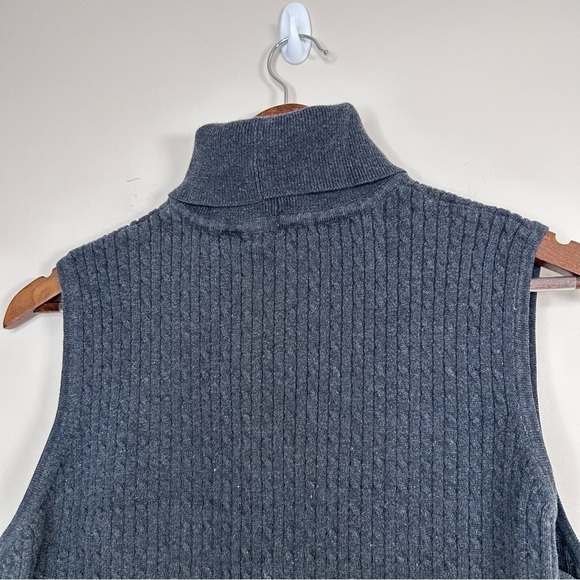 Jeanne Pierre Sleeveless Turtleneck Cable Knit Sweater Dark Grey Size XL - Picture 3 of 5